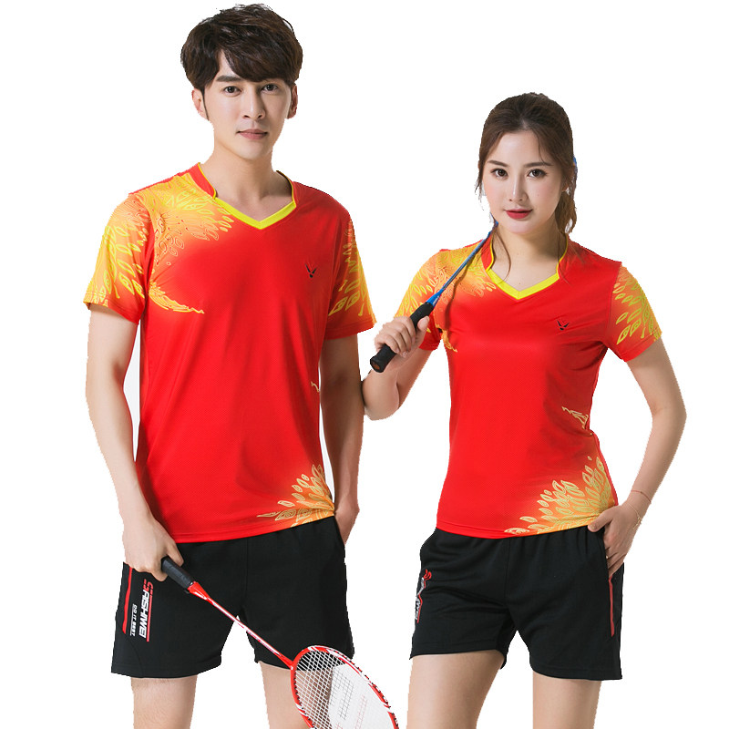 Speed-dry half-sleeved badminton suit General men and women train short sleeve T-shirt table tennis training sports clothes breathable