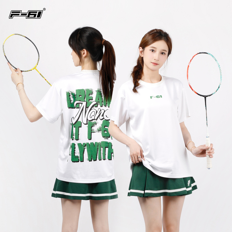 F61 New Apple Green Printed Badminton Clothing for Men and Women, Summer Loose-Fitting Sports Quick-Drying Moisture-Wicking Training T-Shirt F61 New Apple Green Printed Badminton Clothing for Men and Women, Summer Loose-Fitting Sports Quick-Drying Moisture-Wicking Training T-Shirt
