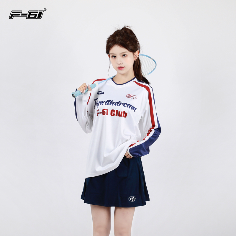 F61 New Style Contrasting Color Lazy Long-Sleeved Badminton Shirt for Men and Women in Autumn and Winter Quick-Drying Sweat-Absorbent Breathable Sports T-Shirt F61 New Style Contrasting Color Lazy Long-Sleeved Badminton Shirt for Men and Women in Autumn and Winter Quick-Drying Sweat-Absorbent Breathable Sports T-Shirt