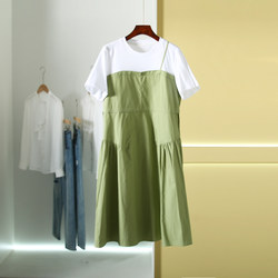 Counter 799 Korean style casual splicing fake two-piece T-shirt dress Dongyangjia 2024 new summer dress