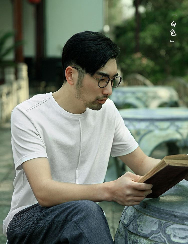Áo thun cotton nam Kaifa cổ tròn nam giản dị màu rắn chạm đáy áo sơ mi nam đơn giản hoang dã áo thun ngắn tay nam mỏng - Áo phông dài áo phông dài tay