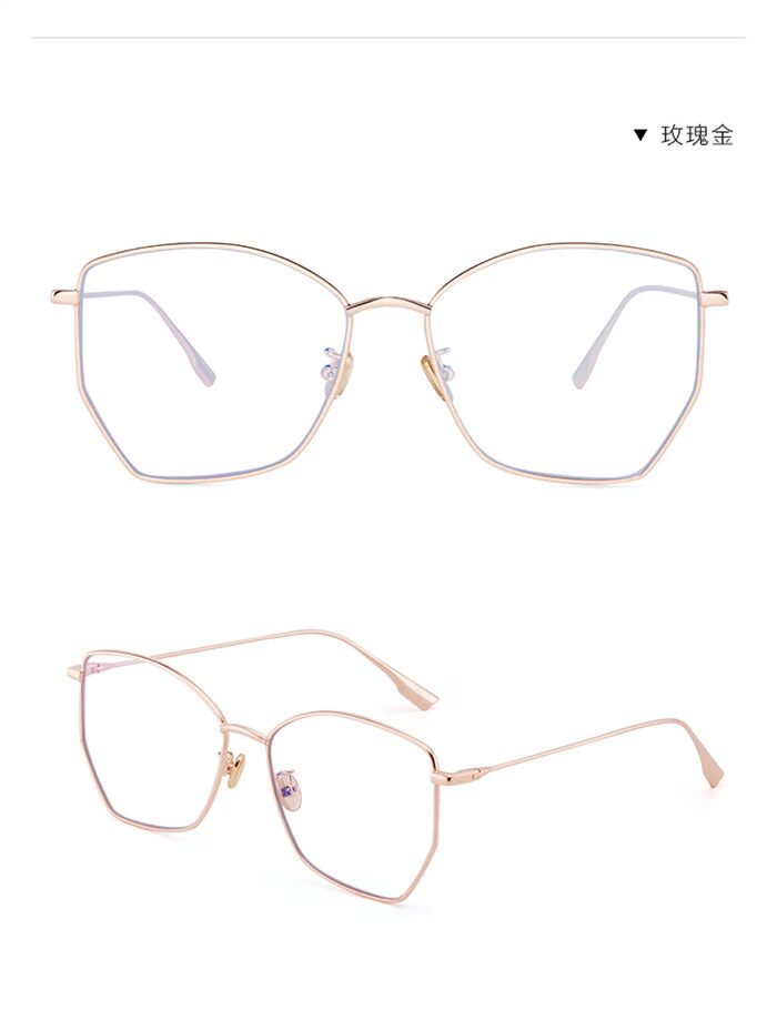 Zhu Zhengting với phụ nữ đeo kính với chuỗi đa giác bức xạ ánh sáng màu xanh gương phẳng Harajuku với thủy triều khung cận thị kính không gọng