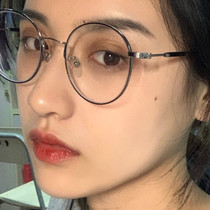 Little red book retro Japanese round gold silk edge metal frame Female student Meng Sister No makeup anti-blue light myopia glasses