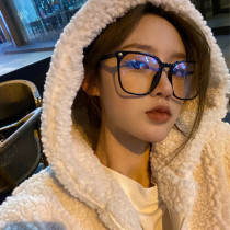 Korean version of the big frame black glasses INS ultra-light anti-blue light TR myopia can be matched with a round face thin makeup frame tide