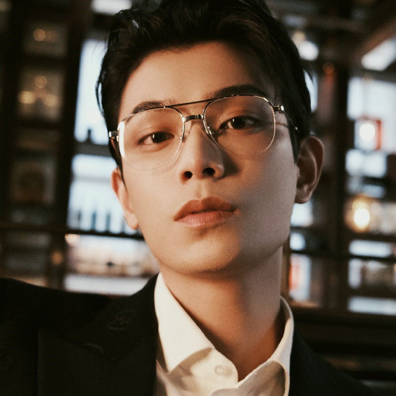 Small red book identical metal gold silk side half-frame anti-Blu-ray glasses Men's ins Chauvegan Yan can be matched with near-glasses frame-Taobao