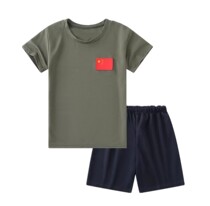 Childrens short-sleeved camouflage T-shirt suit summer quick-drying physical fitness suit for boys and girls summer camp military training T-shirt half-sleeve