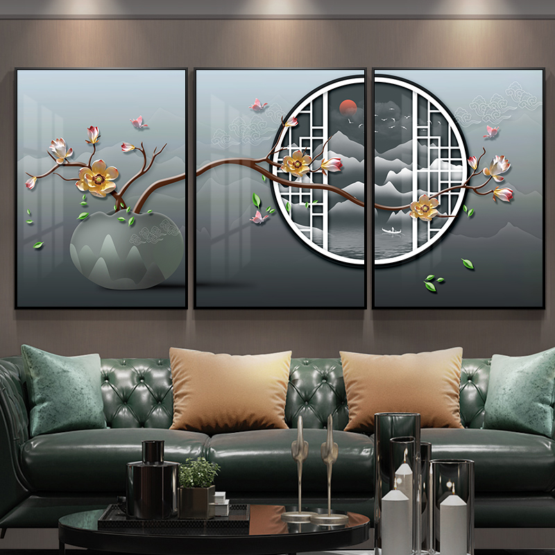 Living room decoration painting New Chinese style sofa Background wall hanging painting dining room Wall Painting Wall Modern Brief Bedside Triptych