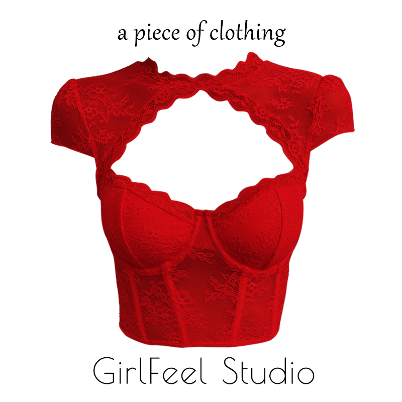 Red New Year Lace Hollow-Out Tank Top for Women, European and American New Chinese Style, Diamond-Shaped See-Through Sexy Fishbone Top
