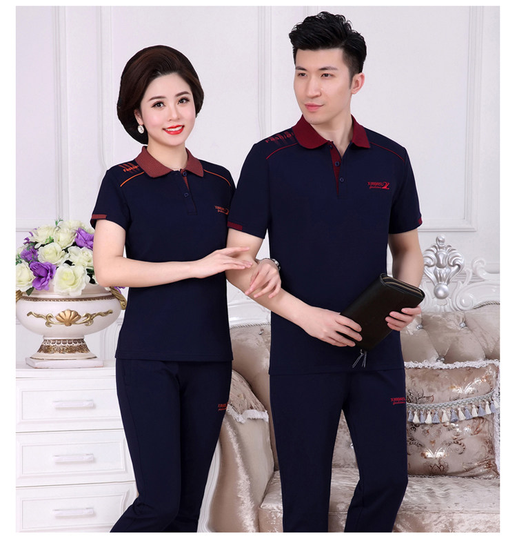 Mùa hè trung niên vài thể thao phù hợp với nam giới và phụ nữ ngắn tay kích thước lớn người trung niên chạy daddy tải ngày của mẹ quần áo bộ quần áo adidas nam mùa hè