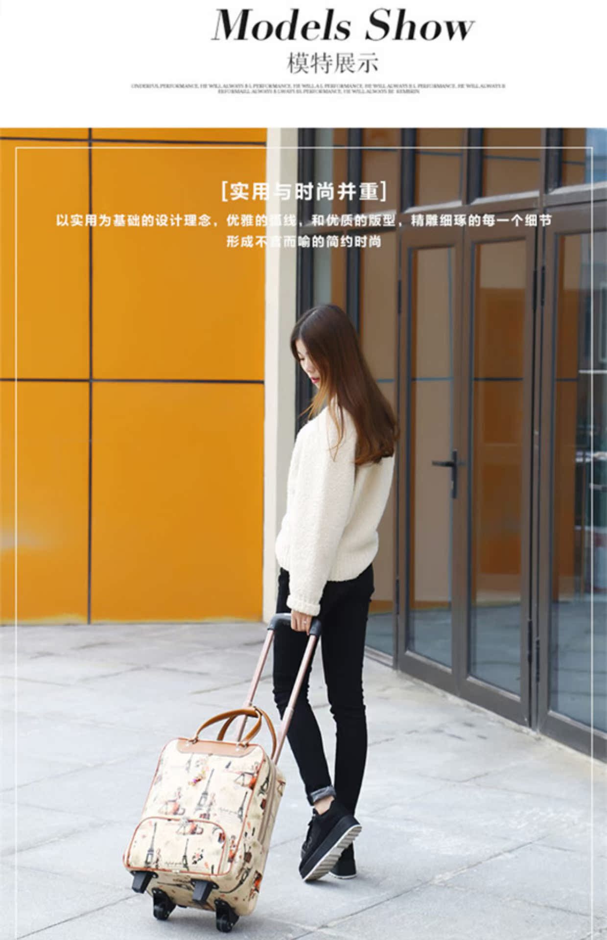 Túi du lịch nữ Xe đẩy túi du lịch nữ phiên bản Hàn Quốc của túi xe đẩy túi hành lý không thấm nước Túi du lịch công suất lớn túi du lịch nam