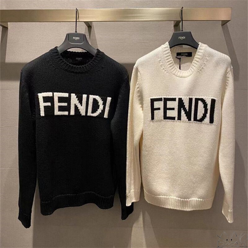 Fendi/Fendi New Classic Sweater with Embroidered Basic Letters on the Chest and Color-Blocking Design for Men, Knitted Top for Women Fendi/Fendi New Classic Sweater with Embroidered Basic Letters on the Chest and Color-Blocking Design for Men, Knitted Top for Women