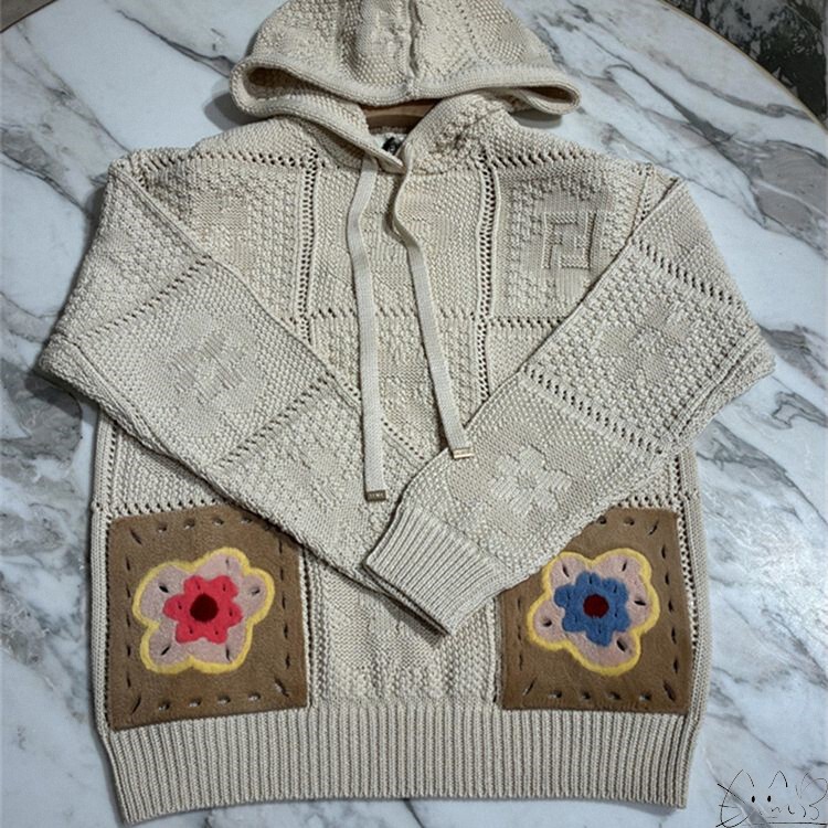 Fendi New Classic Embroidered 3D Letter Appliqué Pocket Sweater Women's Knitwear Men's Top Fendi New Classic Embroidered 3D Letter Appliqué Pocket Sweater Women's Knitwear Men's Top