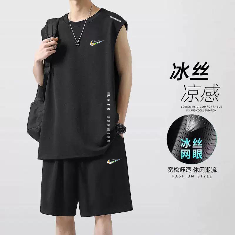 Niketon Ice Silk Quick-Drying Sports Suit for Men in Summer ins Sleeveless Vest Shorts Breathable Casual Team Uniform Set Niketon Ice Silk Quick-Drying Sports Suit for Men in Summer ins Sleeveless Vest Shorts Breathable Casual Team Uniform Set