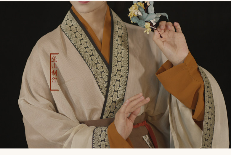 Китайцы одежда наборы 玺儿制作汉服店 仿古画百美图款汉服对穿交直上襦袖旋裙 套装 现
