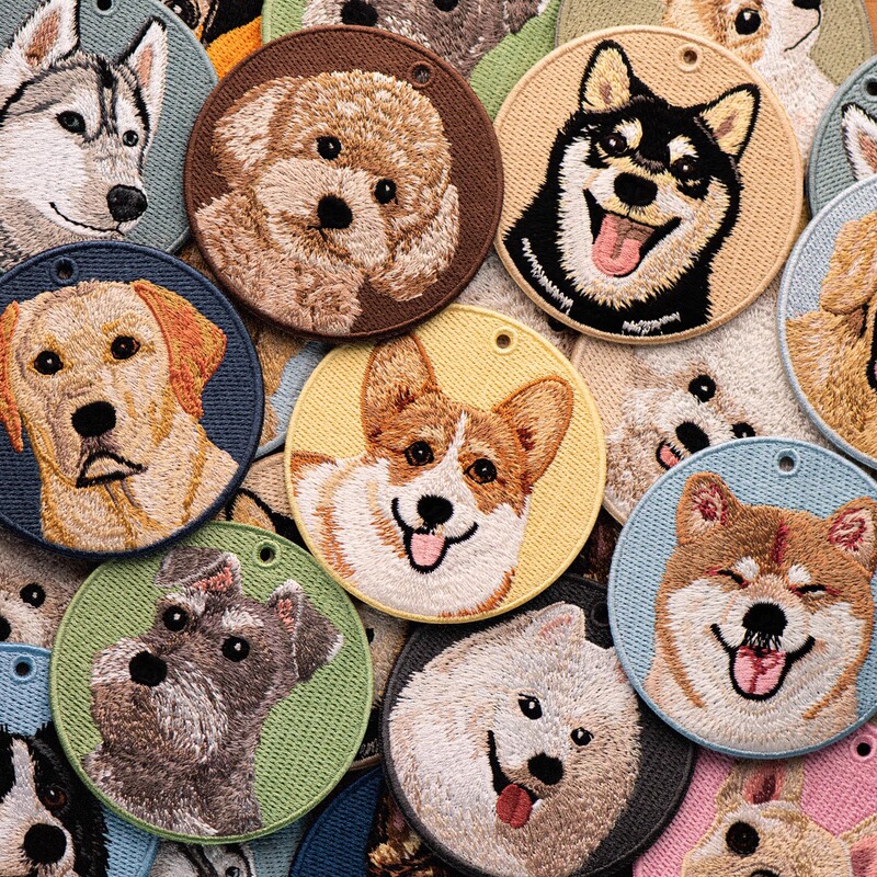 Cute Pet Double-Sided Embroidered Keychain Dog-Themed Backpack Decoration Accessory Couple