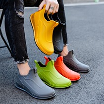 Japanese Fashion Rain Shoes Mens Water Shoes Short Drum Rain Boots Warm Non-slip Waterproof Kitchen Rubber Shoes Low Gang Fishing Shoes