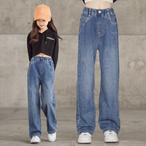 Japanese Girl Denim Broadlegged Pants Spring Fall 2021 New Autumn Pants CUHK Girl Girl Plus Suede Autumn winter