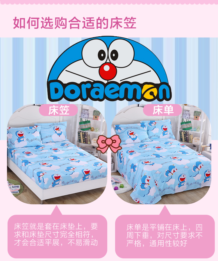 doanh nghiệp giường bằng vải bông một mảnh bông phim hoạt hình cho trẻ em trải giường nệm bìa có thể được tùy chỉnh Dora Một mèo giấc mơ leng keng mèo dễ thương - Trang bị Covers ga giường chun