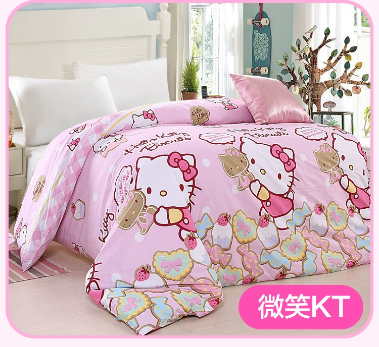 Mảnh duy nhất bông quilt cover hello kitty trẻ em phim hoạt hình quilt bông hello kitty kt công chúa duy nhất tùy chỉnh