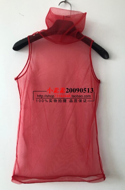 2026 Summer New Slim Fit Transparent Mesh Lace Top Sleeveless Base Shirt Versatile Women's Plus Size Pullover T-Shirt Red