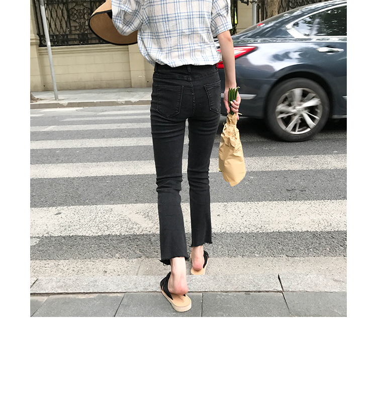 Xin Bang Bang 2018 mới mùa thu đông màu đen bó sát chân quần jeans nữ 9 điểm bút chì quần quần baggy nữ jean