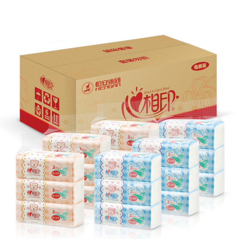 Heart-printed removable toilet paper baby special removable toilet paper napkins 3-layer floral facial tissue large package napkins affordable