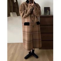 Double-sided cashmere coat womens mid-length over-the-knee Hepburn style wool wool coat 2021 new autumn and winter