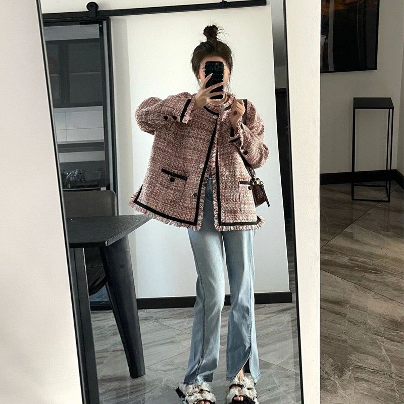 Short coat women's small fragrance style 2022 spring and autumn autumn new tops early autumn Korean style mid-length high-end cardigan
