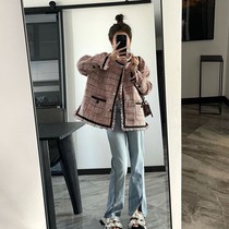 Short coat womens small fragrance style 2022 spring and autumn autumn new tops early autumn Korean style mid-length high-end cardigan