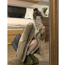 Khaki small suit jacket women 2023 new loose casual early spring jacket small popular simple short