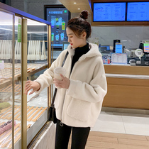 Lamb fur all-match womens winter autumn and winter all-match 2021 new grain velvet wool lamb ladies short coat