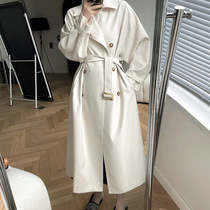 New windbreaker coat womens 2022 spring and autumn Korean style small white high-quality early autumn coat mid-length