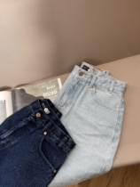 KC C Series Classic Vintage Summer Faber Loose High Waist Straight 5 Point Unisex Jeans