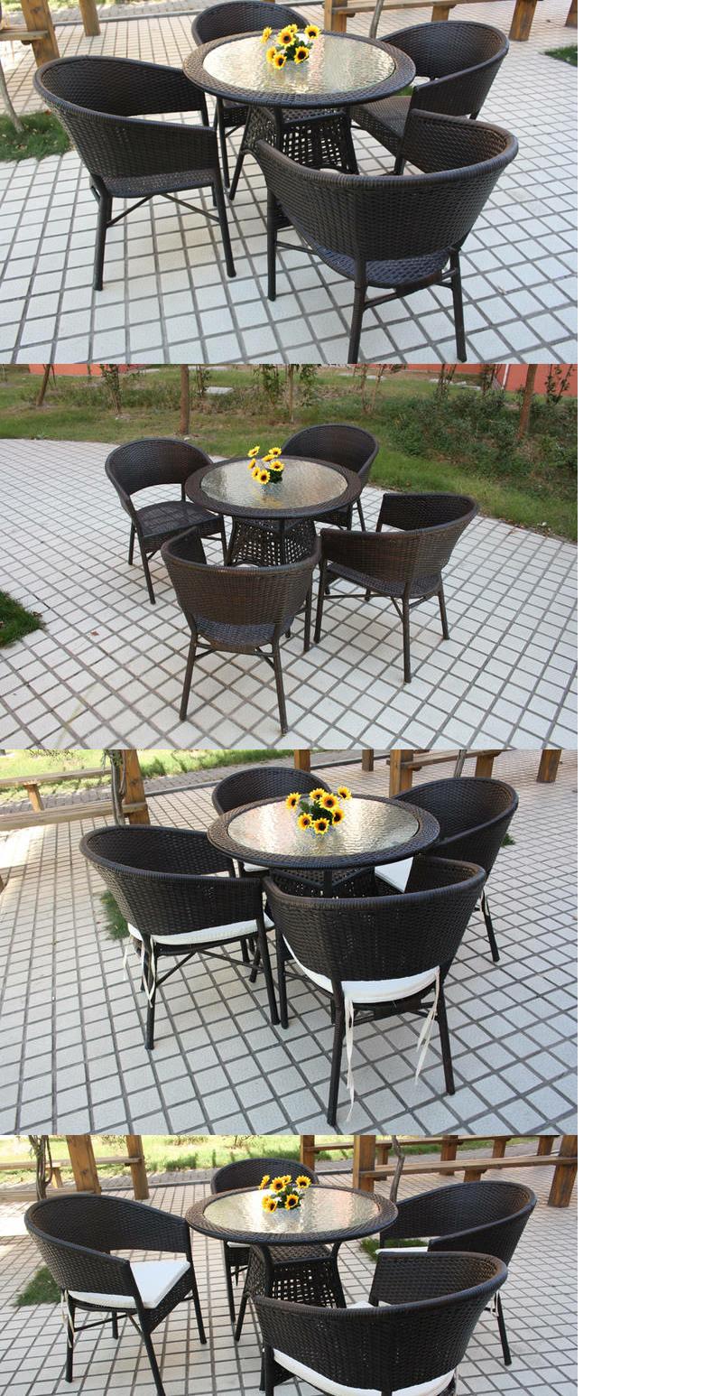 Zizhu nội thất 4-01 # bàn và ghế năm mảnh kết hợp sân vườn biệt thự mây ngoài trời có đệm - Bàn ghế ngoài trời / sân bàn ghế sân vườn ngoài trời