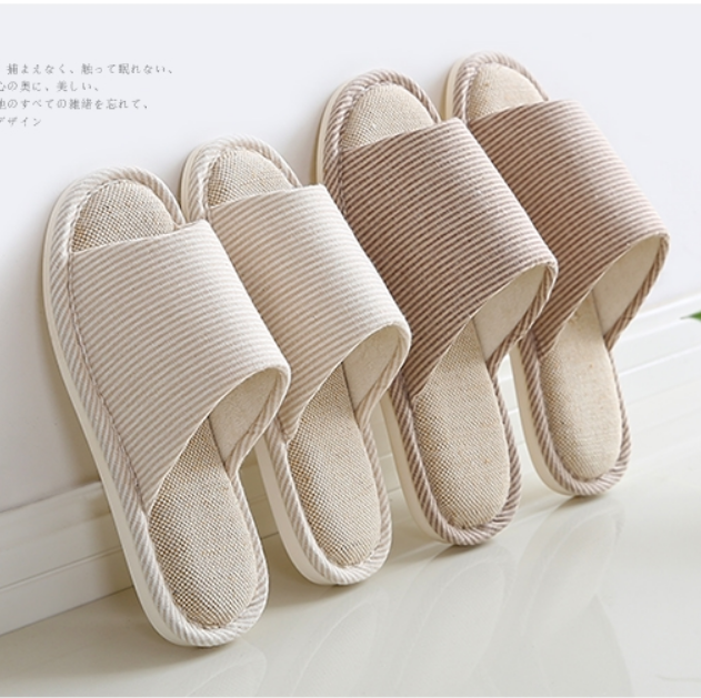 Japanese Gp Home Lovers Indoor Floor Non-slip Cotton Linen Sandals Soft Bottom Home Linen Slippers women Summer