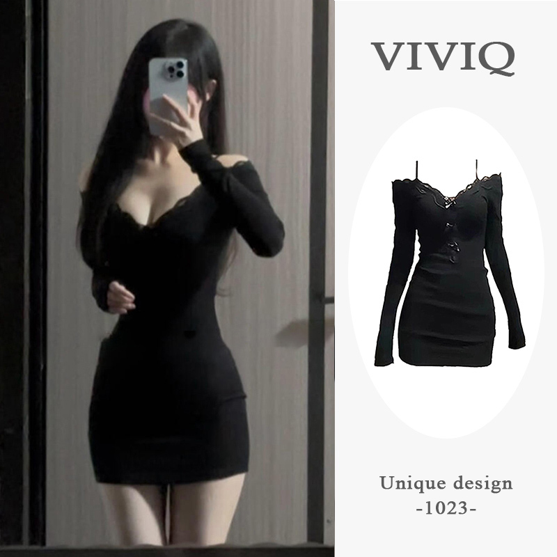 Purely Sexy Lace Long-Sleeved Dress for Women, New Spring Style, Niche Design, Slim-Fitting, Waist-Hugging, Hip-Hugging Short Skirt