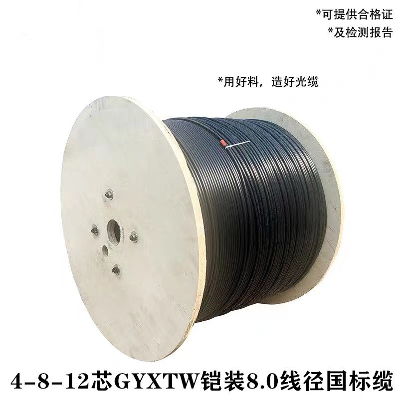 National Label GYXTW central beam tube type light sheathed optical cable 4 core 8 core 12 core outdoor optical cable 8 0mm wire diameter