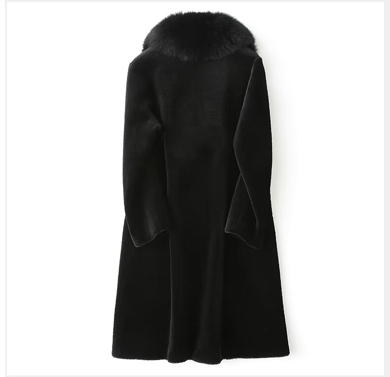 Zero 柒 zero 捌 cừu sheared coat nữ phần dài 2018 mùa thu và mùa đông Haining fox cổ áo một chống mùa fur coat dạ lông cừu