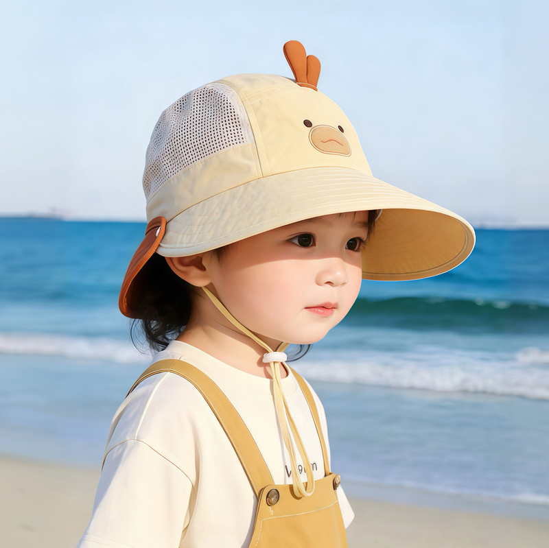 Children's Sun Hat, Summer Thin Style, Sun Protection, Large Brim, Shawl Hat, Breathable Mesh, Unisex Baby Baseball Cap, Trendy
