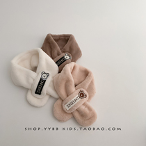 Baby scarf warm and thickened in winter plush scarf for boys and girls fashionable and cute autumn and winter baby cross scarf