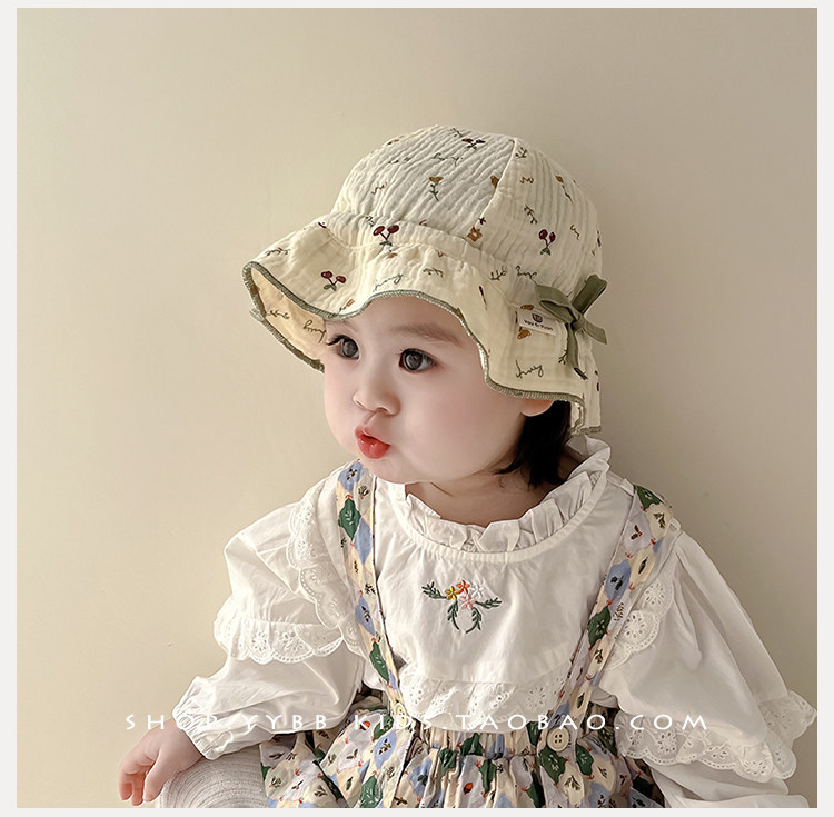Осенняя шапка для раннего возраста для девочек, цветочный принт, защита от солнца 