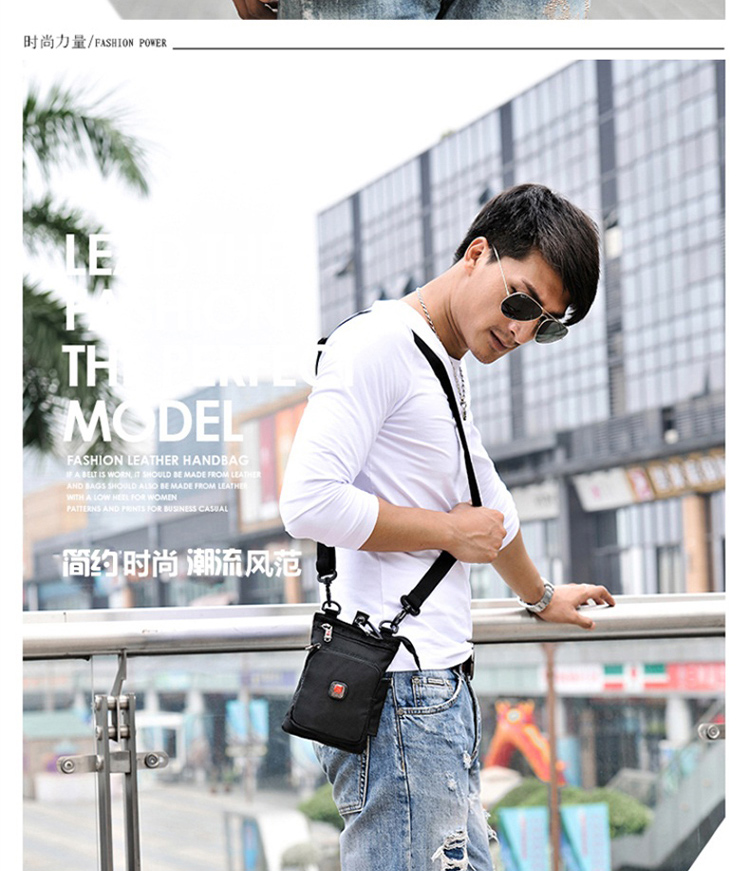 Đàn ông chính hãng Hàn Quốc sử dụng hai vai mini Messenger túi vải không thấm nước đeo đai 6 inch túi điện thoại di động túi vải đeo chéo
