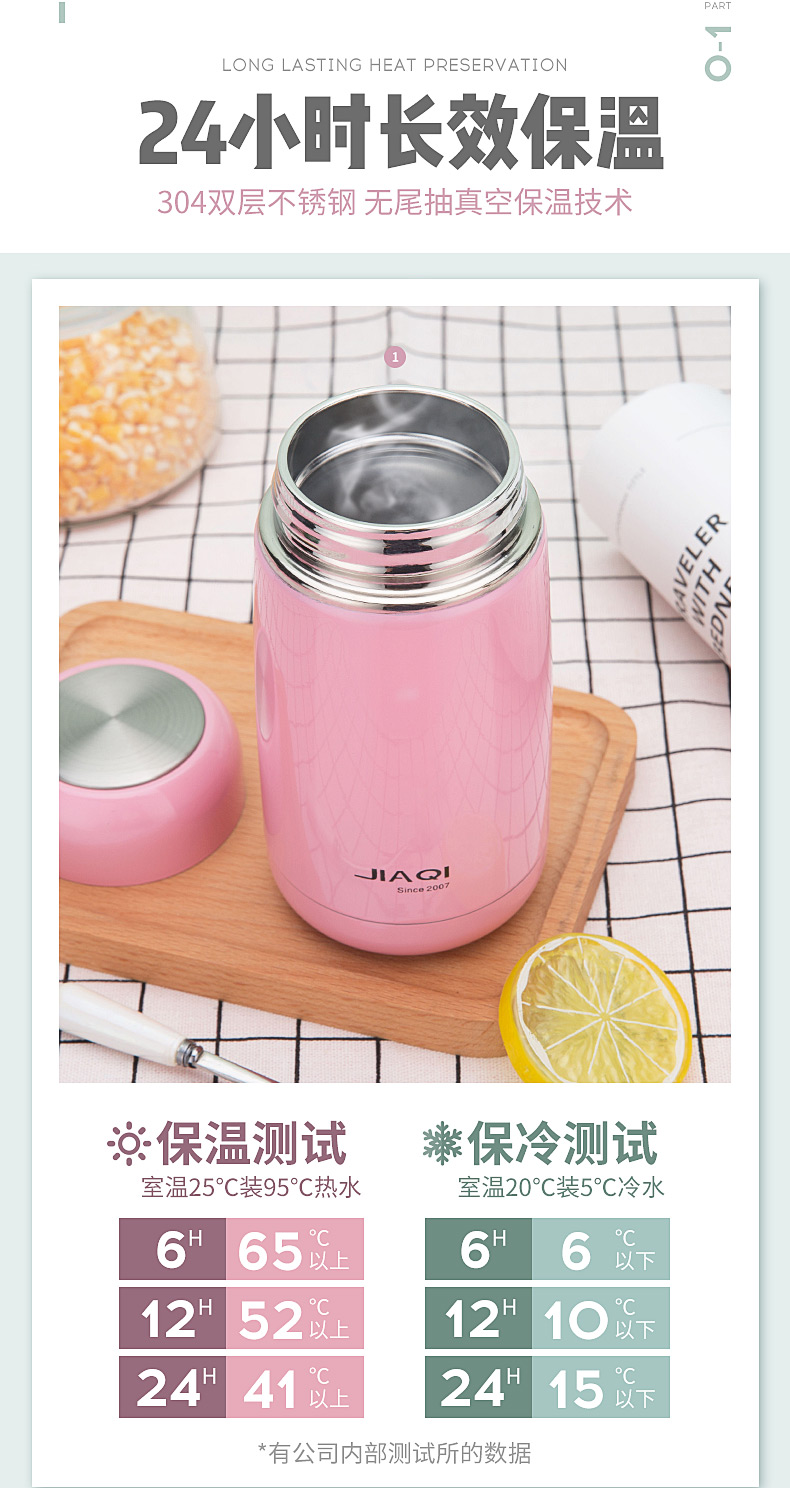 Jiaqi cốc nữ cốc cầm tay học sinh trẻ em cốc phiên bản Hàn Quốc của mạng lưới nghệ thuật tươi đỏ in cốc nước bình đựng nước thủy tinh lock&lock