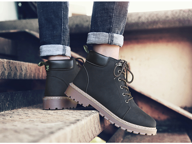 Giày dụng cụ Giày nam Giày nam Giày mùa thu Anh Bình thường Giày đế xuồng Martin Boots Giày da nam hoang dã Retro giầy nam đẹp
