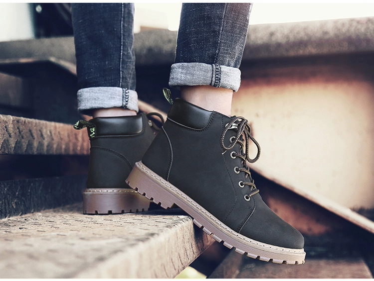 Giày dụng cụ Giày nam Giày nam Giày mùa thu Anh Bình thường Giày đế xuồng Martin Boots Giày da nam hoang dã Retro