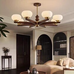2025 New Oak Mid-Century Style Bronze Living Room Chandelier