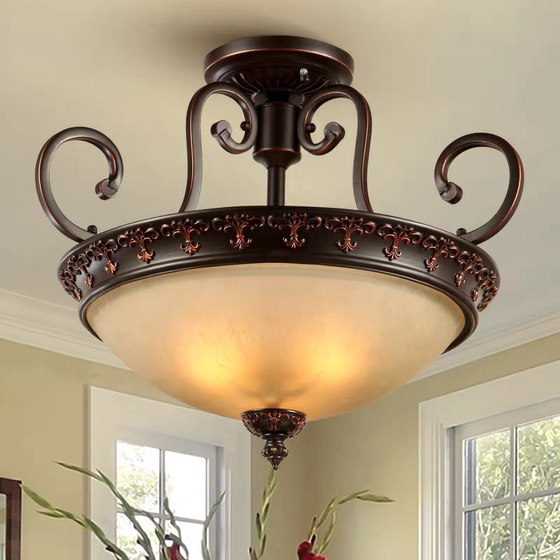 American Country Style Chandelier, Retro Glass Villa, Self-Built House, Living Room Main Light, Dining Room, Bedroom Lighting Fixtures