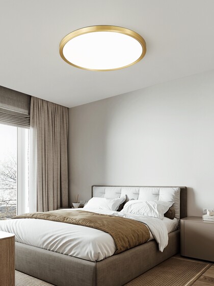 Full Spectrum All-Copper Ultra-Thin Black Ceiling Light for Living Room, Study, Kitchen, Hallway, Entrance, Bathroom, Guest Room, Without Main Light