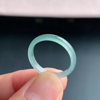 Natural a-grade ice jade white moonlight ring