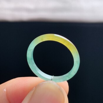 Natural a-grade ice yellow jade ring